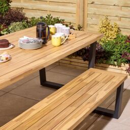 Rowlinsons Stockholm Six Seater Wooden Bench Set in Brown - thumbnail 3