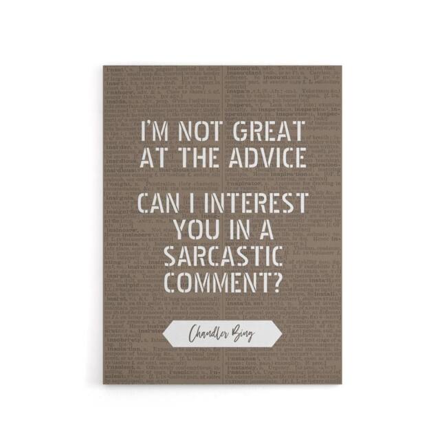 "Artery8 Friends Quote Sarcastic Comment Chandler Canvas Wall Art Print in Brown - Size: W18"" x H24""" - image 1