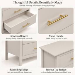 Merax 6 Drawer Chest of Drawers Wide Bedroom Storage Cabinet Modern Style in Beige - thumbnail 7