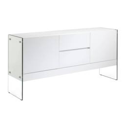 Angel Cerda White MDF Sideboard with Tempered Glass Legs - thumbnail 1