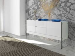 Angel Cerda White MDF Sideboard with Tempered Glass Legs - thumbnail 5