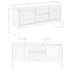 Angel Cerda White MDF Sideboard with Tempered Glass Legs - thumbnail 7