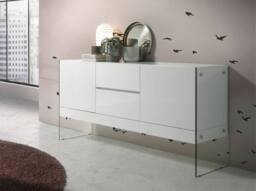 Angel Cerda White MDF Sideboard with Tempered Glass Legs - thumbnail 3