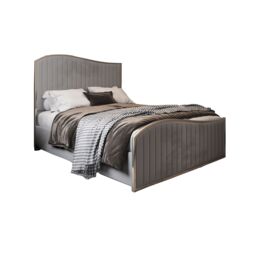 KDMD Darlington Upholstered Soft Velvet Metal Designer Bed Frame in Grey - Size: Small Double - thumbnail 1