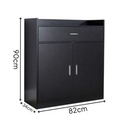 Home Source Shoe Storage Cabinet Cupboard 2 Door Hallway Organiser Compact in Black - thumbnail 4