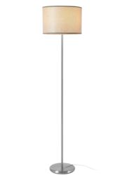 Orsina Grey Shade Floor Lamp, Polished Chrome Stainless Steel Stand, Waffle Fabric Drum Shade, Floor Lamp With - thumbnail 2