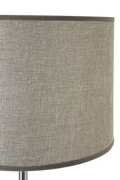 Orsina Grey Shade Floor Lamp, Polished Chrome Stainless Steel Stand, Waffle Fabric Drum Shade, Floor Lamp With - thumbnail 3