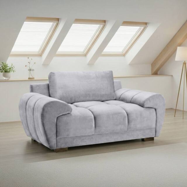 Furnishings For Less UK Zura Grey Fabric Large Armchair Pillow Back Wooden Legs - image 1