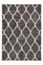 Kukoon Grey Cream Trellis Scandi Super Soft Shaggy Rug - Size: 110 cm x 160 cm - thumbnail 1