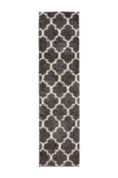 Kukoon Grey Cream Trellis Scandi Super Soft Shaggy Rug - Size: 110 cm x 160 cm - thumbnail 6