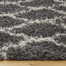 Kukoon Grey Cream Trellis Scandi Super Soft Shaggy Rug - Size: 110 cm x 160 cm - thumbnail 4