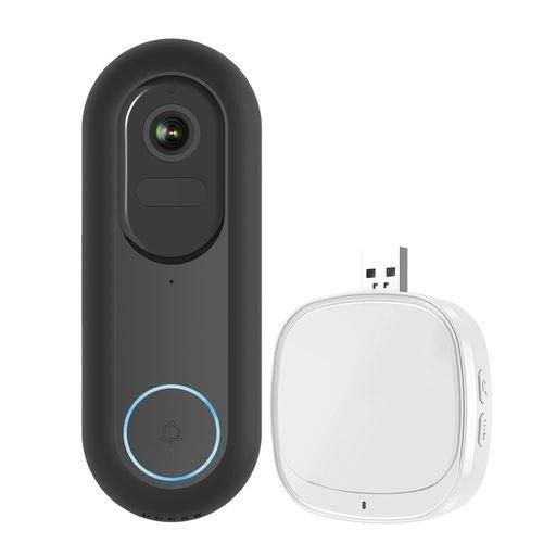 Light Glow 1080P Wired & Wireless Video Doorbell kit with 5200mah battery & USB foldable Chime in Black - image 1