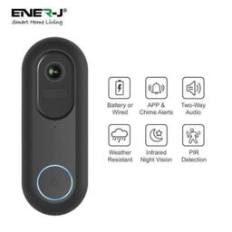 Light Glow 1080P Wired & Wireless Video Doorbell kit with 5200mah battery & USB foldable Chime in Black - thumbnail 2