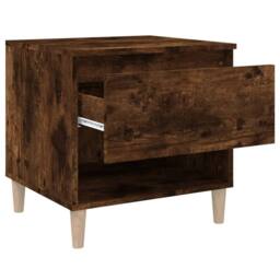 Berkfield Home Bedside Table Smoked Oak 50x46x50 Engineered Wood in Brown - thumbnail 7