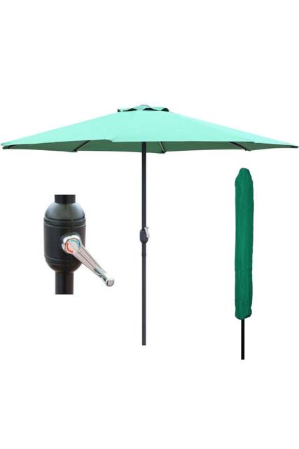 Glamhaus Green Garden Table Parasol Crank Handle Waterproof Sun Umbrella 2.7M - image 1