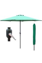 Glamhaus Green Garden Table Parasol Crank Handle Waterproof Sun Umbrella 2.7M