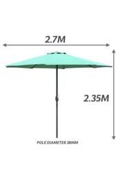 Glamhaus Green Garden Table Parasol Crank Handle Waterproof Sun Umbrella 2.7M - thumbnail 3