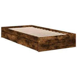 Berkfield Home Modern Bed Frame with Drawers without Mattress Smoked Oak 90x190 in Brown - Size: Single - thumbnail 6