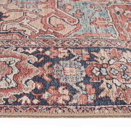 Kukoon Muted Beige Distressed Hallway Runner Rug Non Slip & Washable in Plum - Size: 60 cm x 240 cm - thumbnail 3