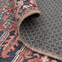 Kukoon Muted Beige Distressed Hallway Runner Rug Non Slip & Washable in Plum - Size: 60 cm x 240 cm - thumbnail 5