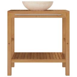 Berkfield Home Bathroom Vanity Cabinet Solid Teak with Sink Marble Cream in Brown - thumbnail 3