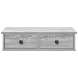 Berkfield Home Wall Shelf with Drawers Grey Sonoma 60x25x15 cm Engineered Wood - Size: 60 x 25 x 15 cm - thumbnail 4