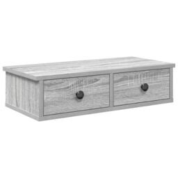 Berkfield Home Wall Shelf with Drawers Grey Sonoma 60x25x15 cm Engineered Wood - Size: 60 x 25 x 15 cm - thumbnail 2