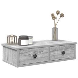 Berkfield Home Wall Shelf with Drawers Grey Sonoma 60x25x15 cm Engineered Wood - Size: 60 x 25 x 15 cm - thumbnail 1