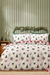 Catherine Lansfield 'Christmas Stripe' Reversible Duvet Cover Set in Red - Size: Double - thumbnail 2