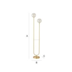 ValueLights Chessy Asymmetric Ribbed Glass Globe Gold Dual 2 Way Stem Floor Lamp - thumbnail 8
