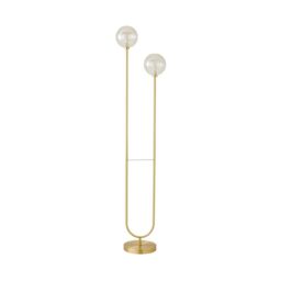 ValueLights Chessy Asymmetric Ribbed Glass Globe Gold Dual 2 Way Stem Floor Lamp - thumbnail 7