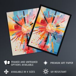 Artery8 Wall Art Print Morning Sun Colourful Abstract Geometric Framed Picture - Size: A4 - thumbnail 2