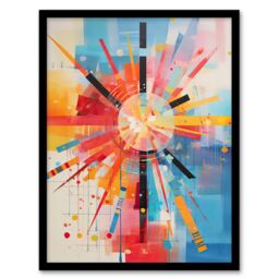 Artery8 Wall Art Print Morning Sun Colourful Abstract Geometric Framed Picture - Size: A4 - thumbnail 1