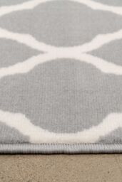 Kukoon Runner Rug Grey White Classic Trellis Long Hallway Rugs - Size: 60 cm x 220 cm - thumbnail 2