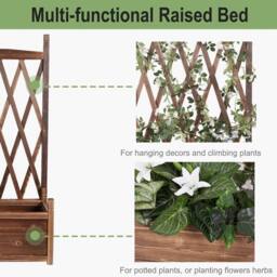 NESTLUNE Garden Wooden Planter Box with Trellis Lattice Vegetables Flower in Brown - Size: 1.25kg - thumbnail 4