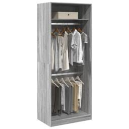 Berkfield Home Wardrobe Grey Sonoma 80x50x200 cm Engineered Wood - Size: 80 x 50 x 200 cm - thumbnail 2