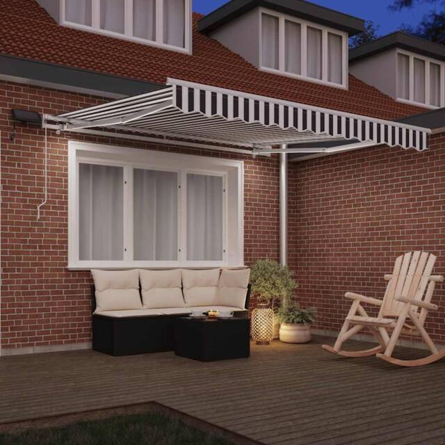 Berkfield Home Manual Retractable Awning with LED Anthracite&White 300x250 cm - image 1