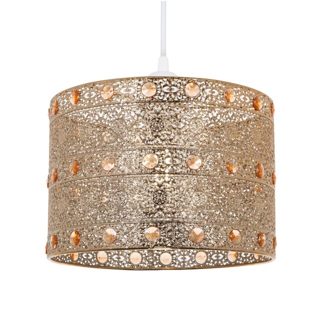 Happy Homewares Antique Acrylic Gem Moroccan Style Chandelier Pendant Light Shade in Gold - image 1
