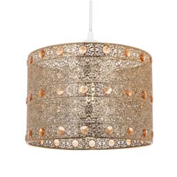 Happy Homewares Antique Acrylic Gem Moroccan Style Chandelier Pendant Light Shade in Gold