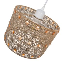 Happy Homewares Antique Acrylic Gem Moroccan Style Chandelier Pendant Light Shade in Gold - thumbnail 4