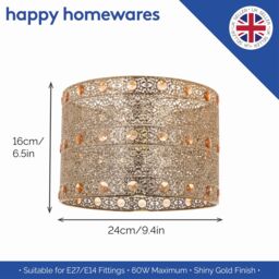 Happy Homewares Antique Acrylic Gem Moroccan Style Chandelier Pendant Light Shade in Gold - thumbnail 6