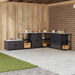 Berkfield Home Kitchen Storage Cabinet with Shelf with Storage with Door Black Steel - thumbnail 2