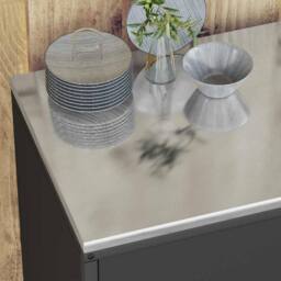 Berkfield Home Kitchen Storage Cabinet with Shelf with Storage with Door Black Steel - thumbnail 5