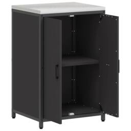 Berkfield Home Kitchen Storage Cabinet with Shelf with Storage with Door Black Steel - thumbnail 6