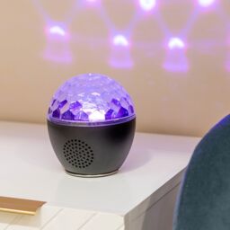 ValueLights Skylar RGB Colour Changing LED USB Music Speaker Light Projector in Silver - thumbnail 2