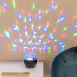ValueLights Skylar RGB Colour Changing LED USB Music Speaker Light Projector in Silver - thumbnail 1