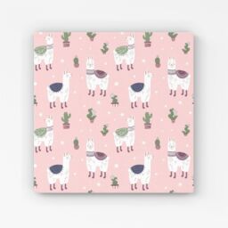 "Warren Reed - Designer Happy Lama Canvas in Pink - Size: W30"" x H30""" - thumbnail 1