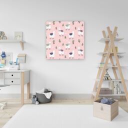 "Warren Reed - Designer Happy Lama Canvas in Pink - Size: W30"" x H30""" - thumbnail 3