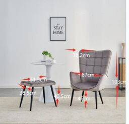 KOSY KOALA Recliner sofa lounge chair with footstool grey velvet sofa living room furniture - thumbnail 6