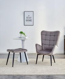 KOSY KOALA Recliner sofa lounge chair with footstool grey velvet sofa living room furniture - thumbnail 1